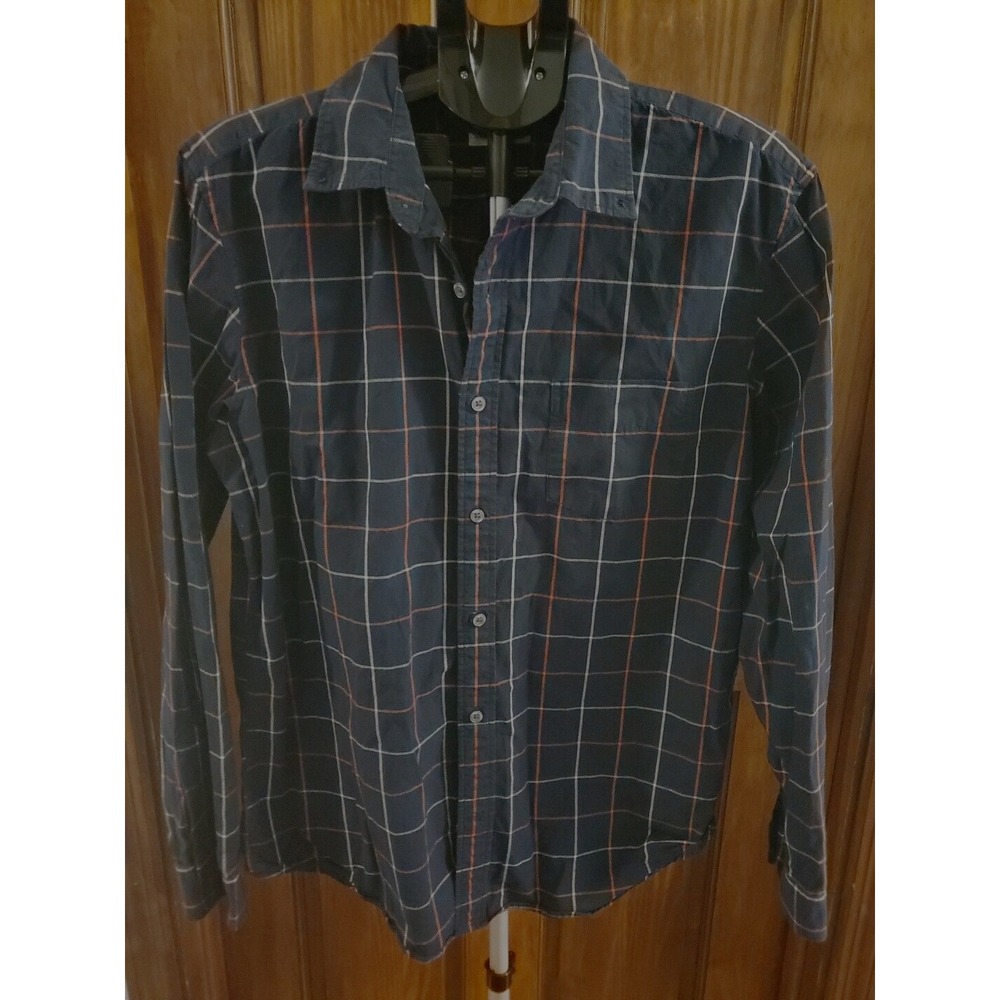 EUC Gap Shirt Men's LARGE Navy Blue Red White Long Sleeve Button Up Standard Fit